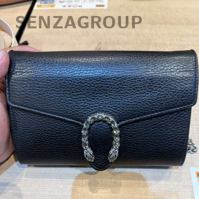 Gucci Black Silver Chain Shoulder Crossbody Bag Women Classic Fashion