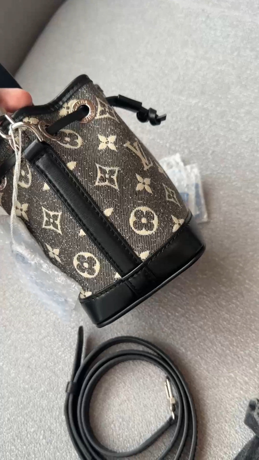 Louis Vuitton Noe Nano Denim Bucket Drawstring Top Handle Shoulder bag Women