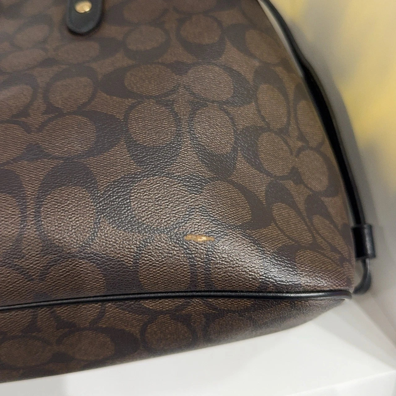 Coach Brown Monogram Canvas Tote Handbag Shoulder Bag for Women