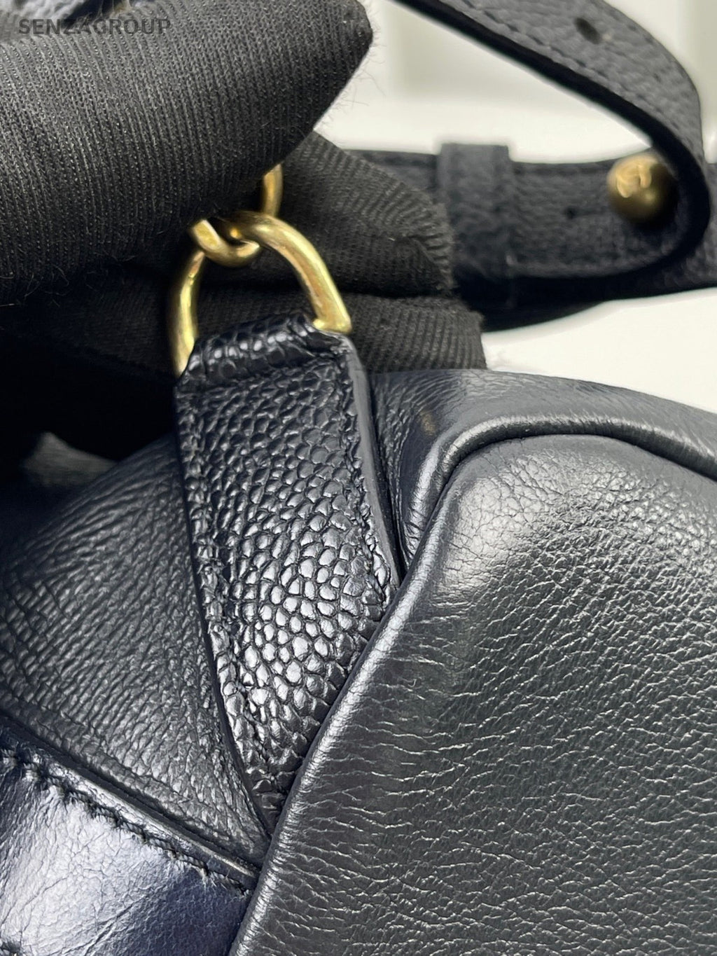 Chanel Diamond Chain Backpack Black Gold Used Women Classic