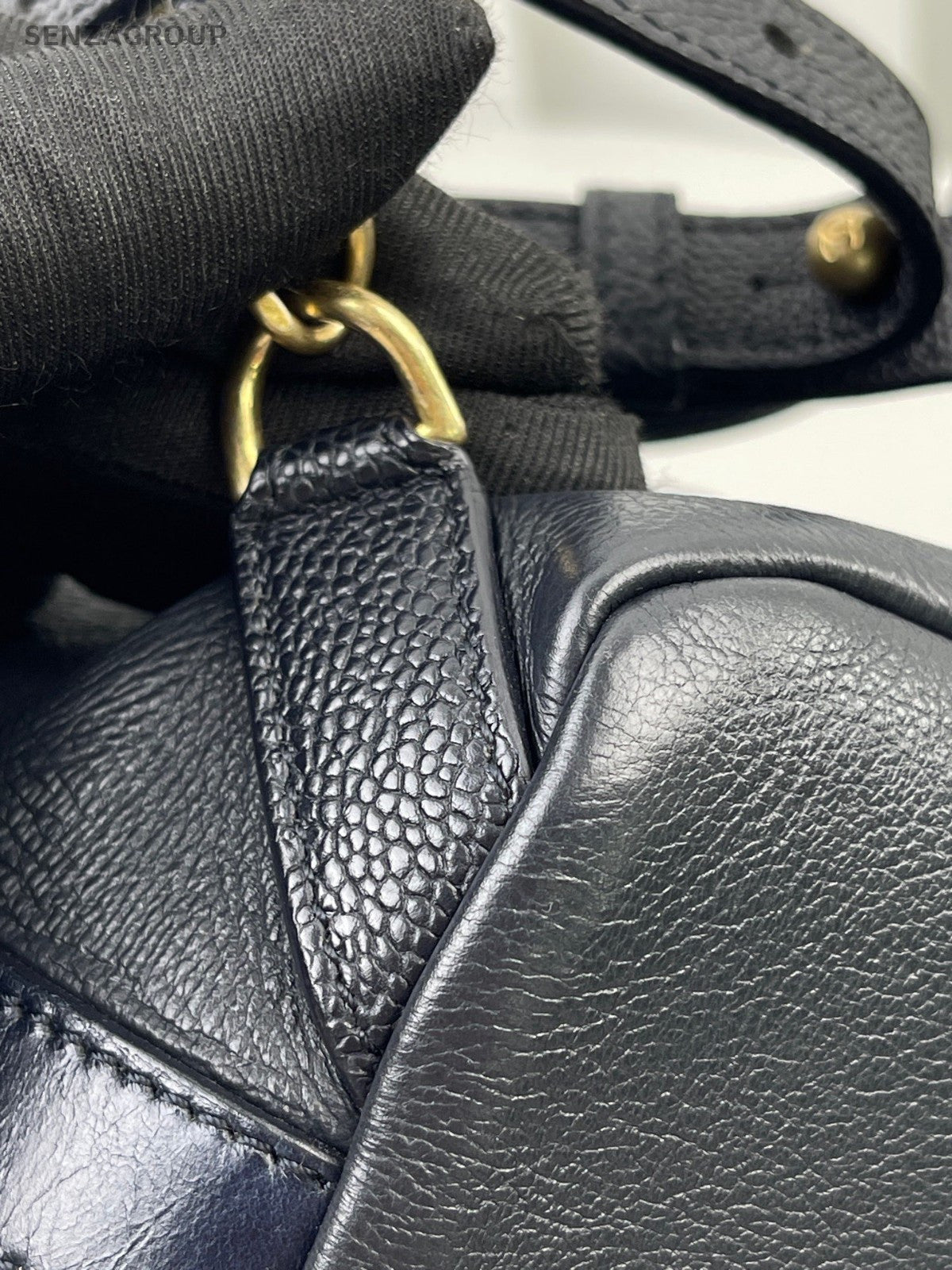 Chanel Diamond Chain Backpack Black Gold Used Women Classic