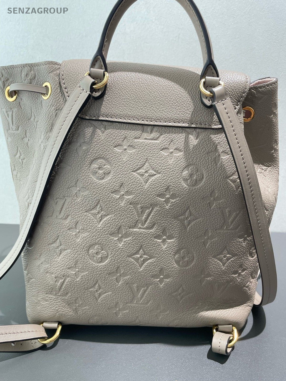 Louis Vuitton Montsouris Monogram Backpack Gray Pink Gold Women Classic