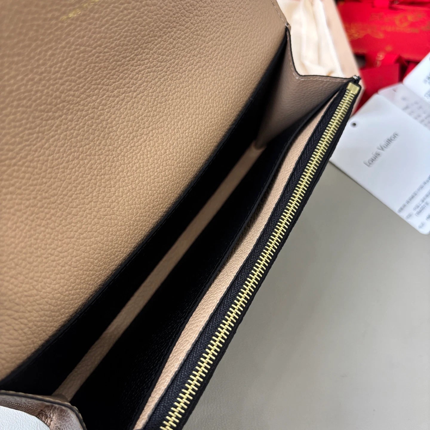 Excellent Louis Vuitton Emilie Wallet Calfskin Long Wallet Black Gold Hardware