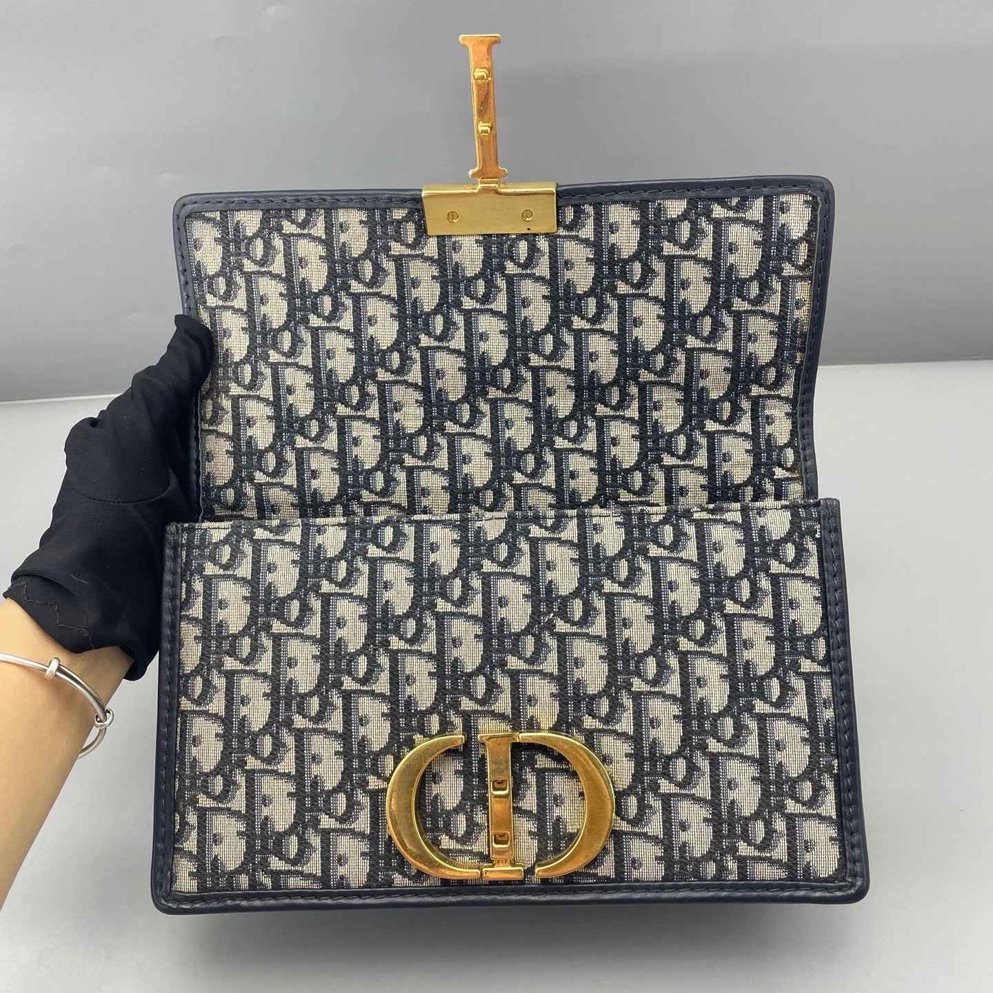 Pre-owned Dior Canvas Montaigne 30 Medium Shoulder Bag For Women Blue