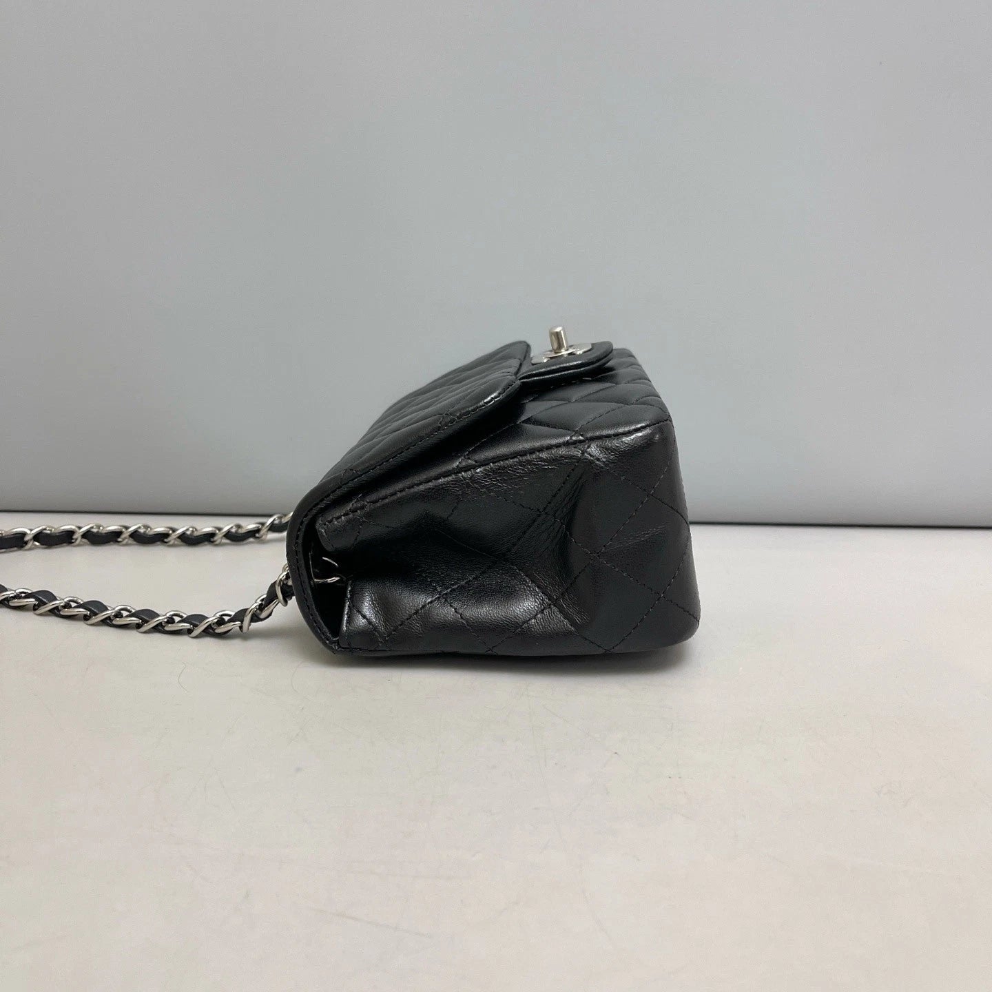 Chanel Classic Flap Black Silver Diamond Crossbody Bag Women Classic