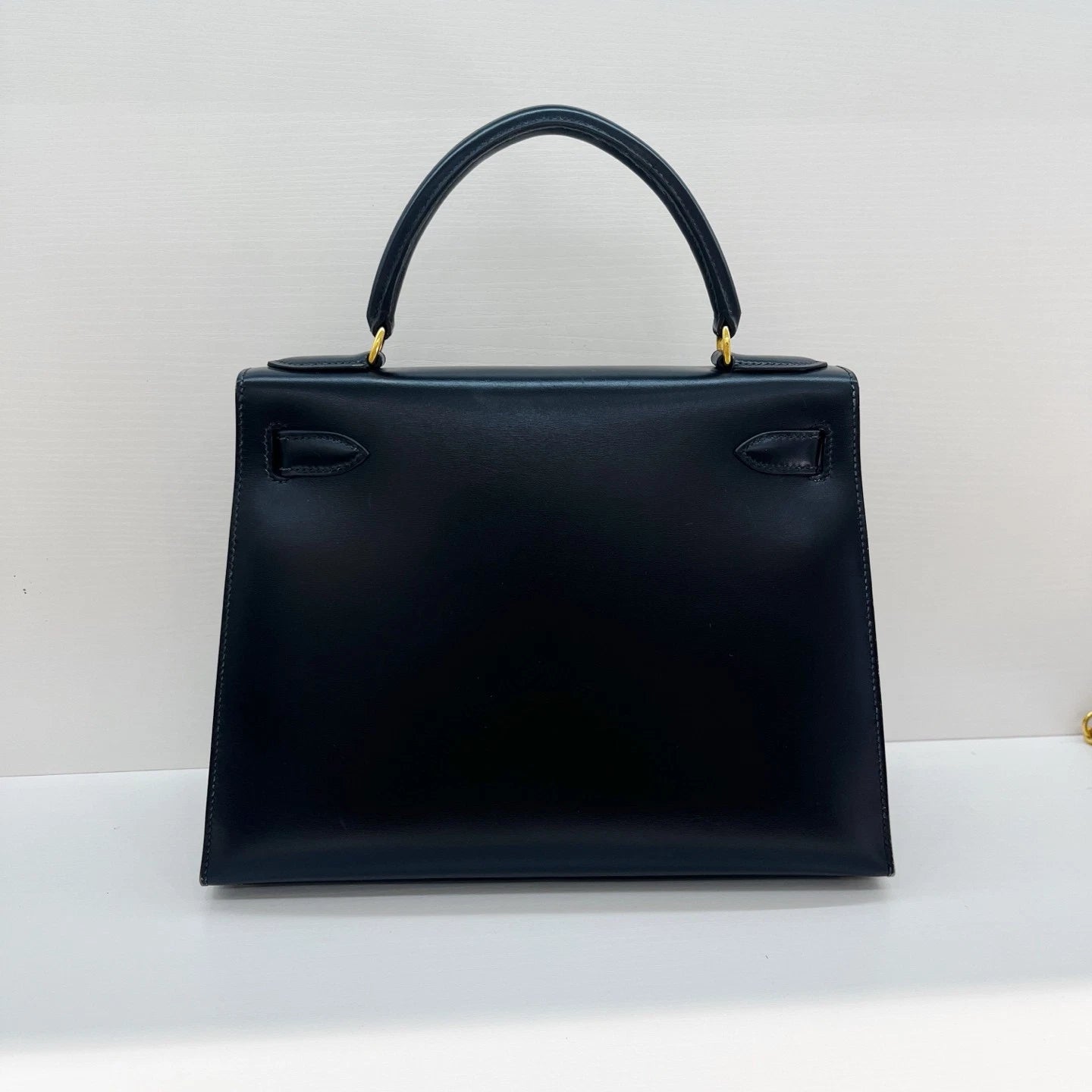 Hermes Kelly28 Top Handle Bag Shoulder Bag Black Gold Used Women Classic