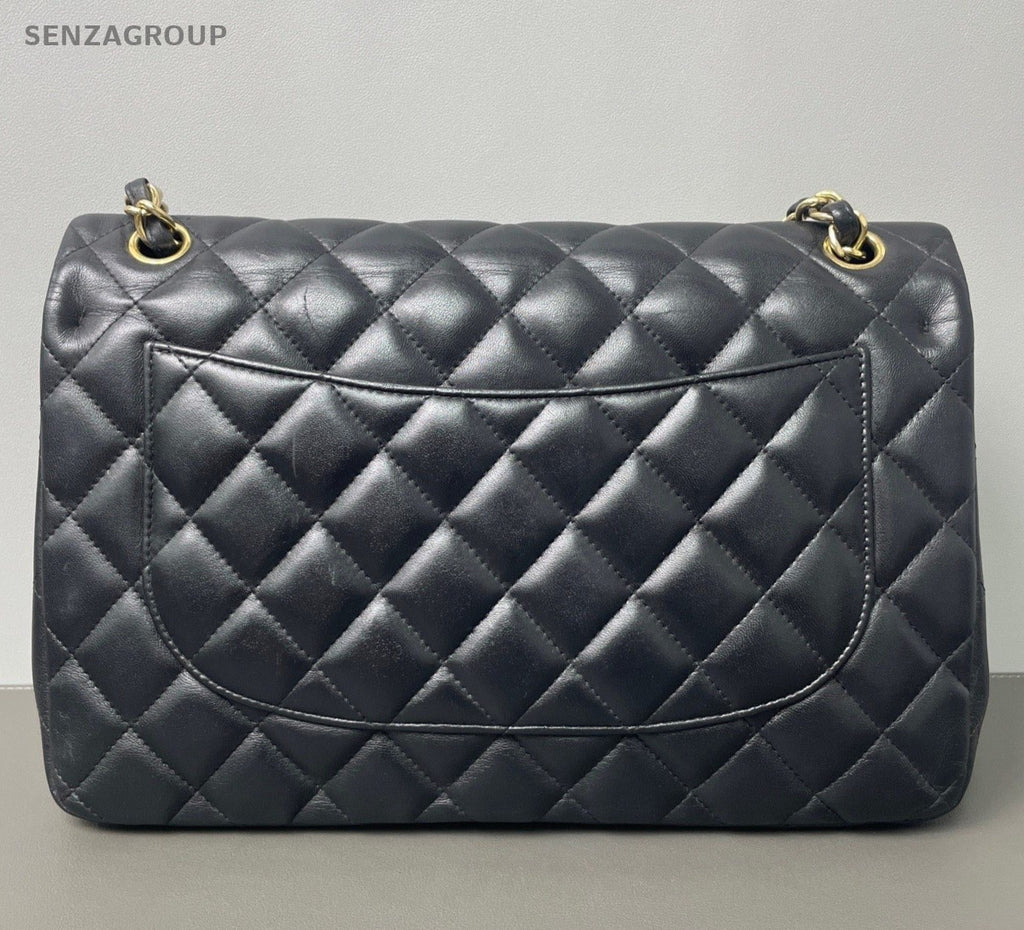 Chanel Classic Flap Jumbo Chain Shoulder Bag Crossbody Black Gold Women Fashion