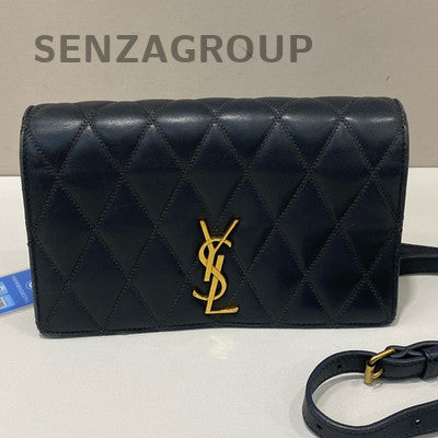 YSL Dark Grey Quilted Chain Shoulder Bag Gold Hardware Classic Fashion