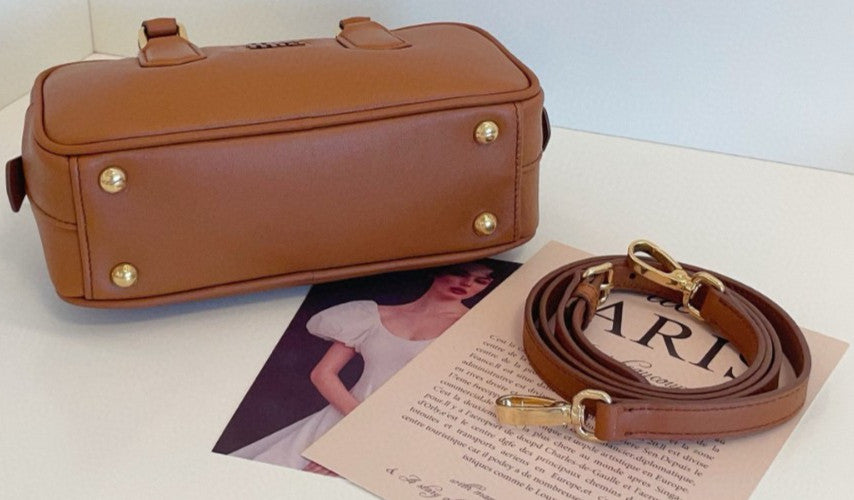 Miu Miu Arcadie PM Bowling Top Handle Shoulder Bag Brown Almost Brand New