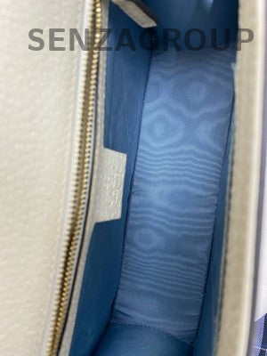 Gucci Sylvie Medium Shoulder Bag Bee Star White Gold Classic Women's