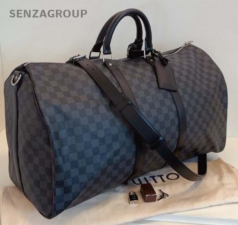 Louis Vuitton Keepall 55 Damier Ebene Black 2WAY Shoulder Almost Brand NEW