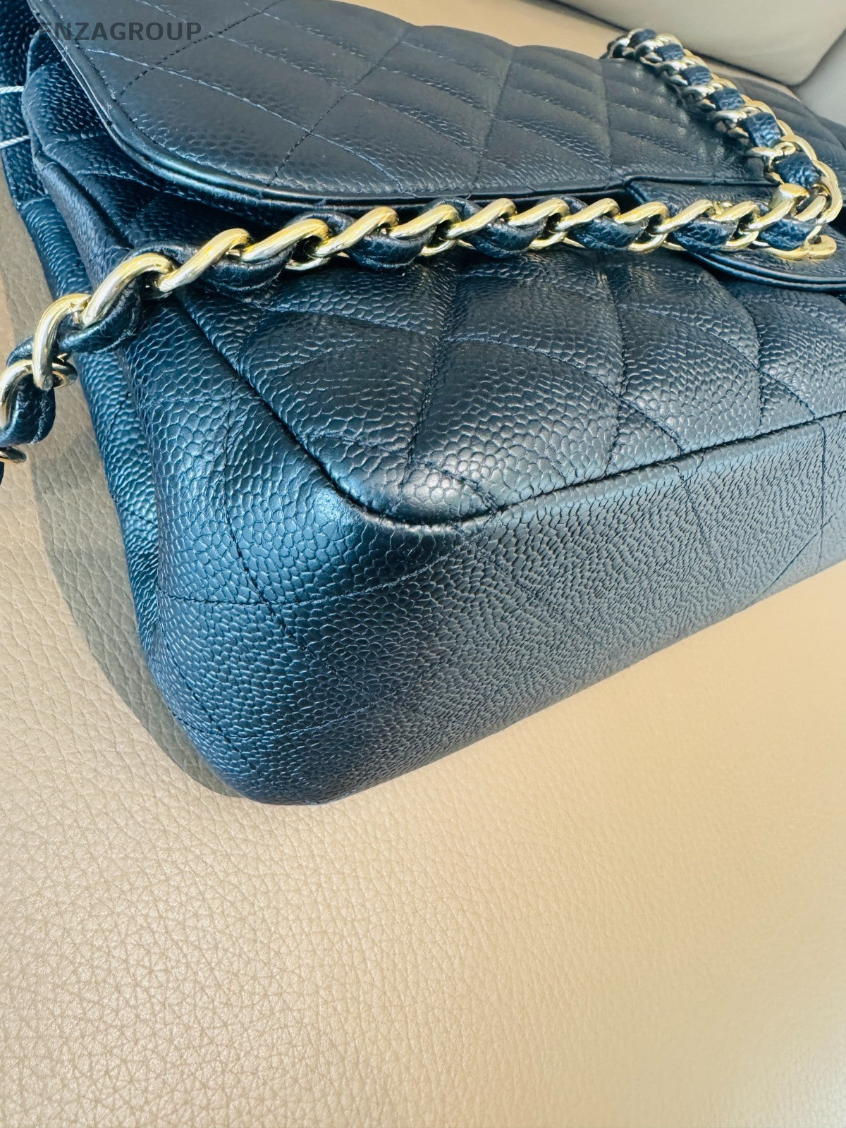 CHANEL Classic Flap Jumbo Caviar Chain Shoulder bag Black Gold Women Classic
