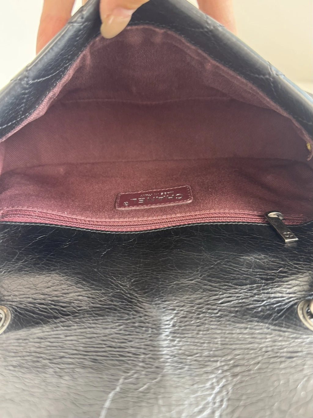 Chanel Classic Flap Cambon Chain Shoulder Bag Black Silver Women Diamond