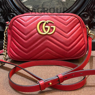 Gucci Marmont Medium Camera Bag Red Gold Classic Women's Shoulder Crossbody