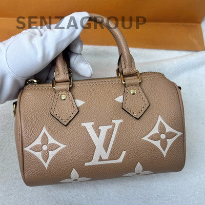 Louis Vuitton Speedy Nano Monogram Orange Gold Clasp Handbag Women