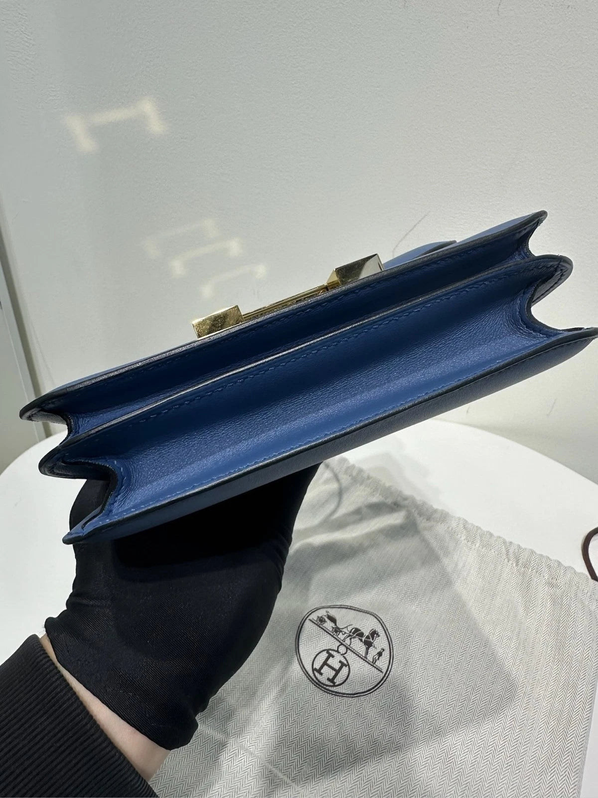Hermes Constance 19 Agate Blue Swift Leather Gold Hardware Bag For Women