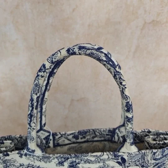 Authentic Dior Canvas Embroidered Large Tote Handbag For Women