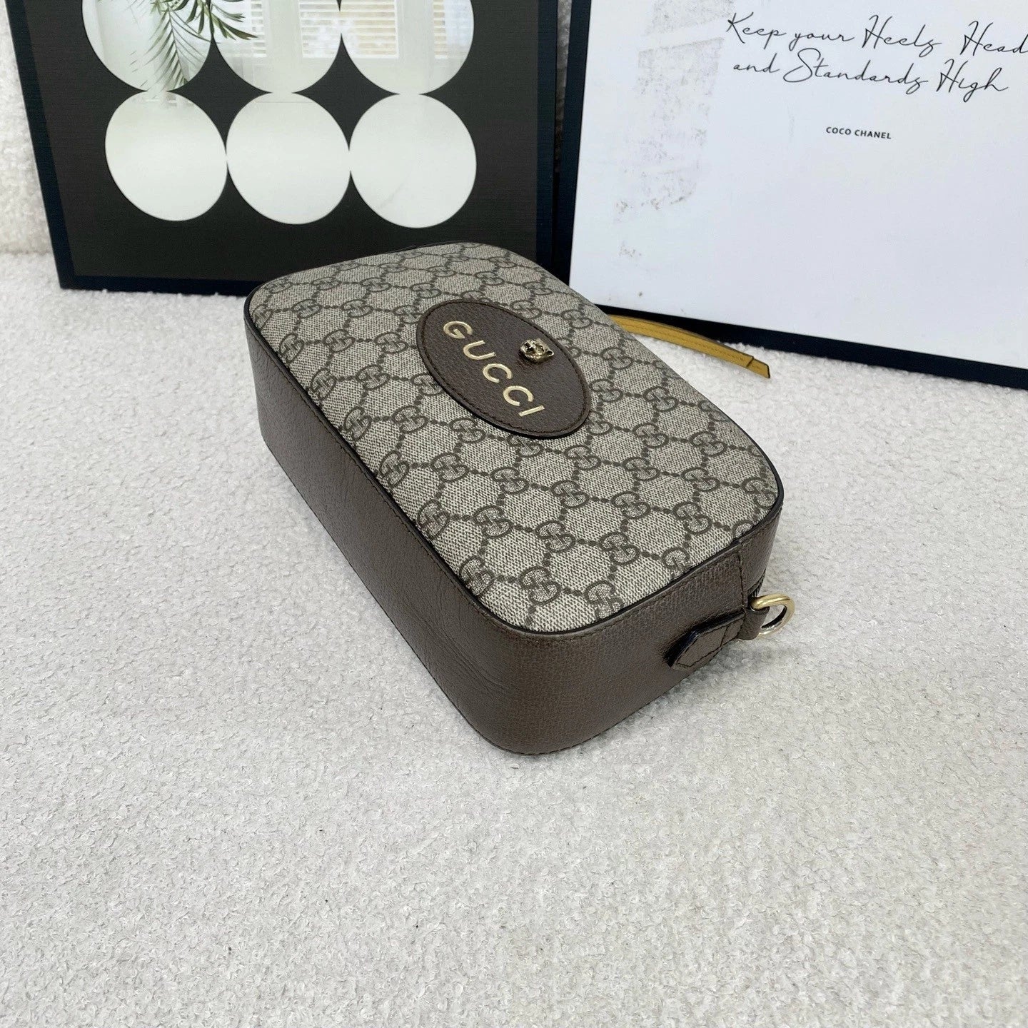Gucci Retro Striped Trim GG Supreme Canvas Handbag For Women