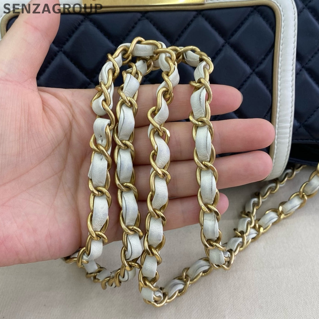 Chanel 2.55 Black White Colorblock Gold Hardware Pumpkin Bag Chain Shoulder Bag
