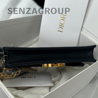 Dior Montaigne Mini Chain Shoulder Bag Black Gold Classic Fashion Women