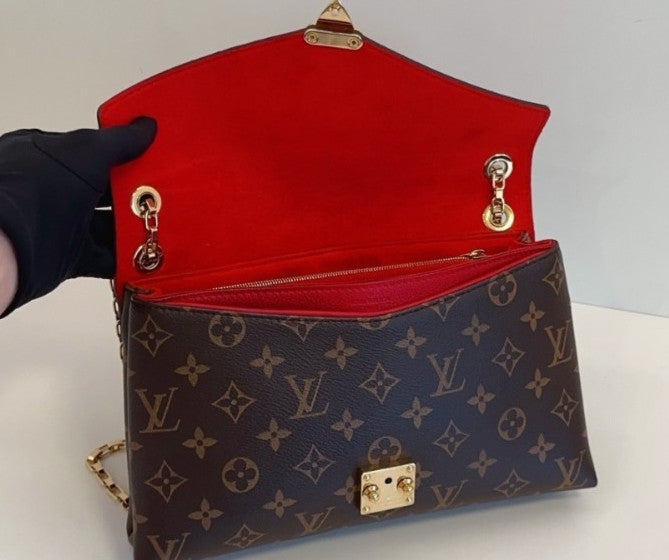 Louis Vuitton Pallas Chain Monogram Shoulder Crossbody Bag Red  Almost Brand New