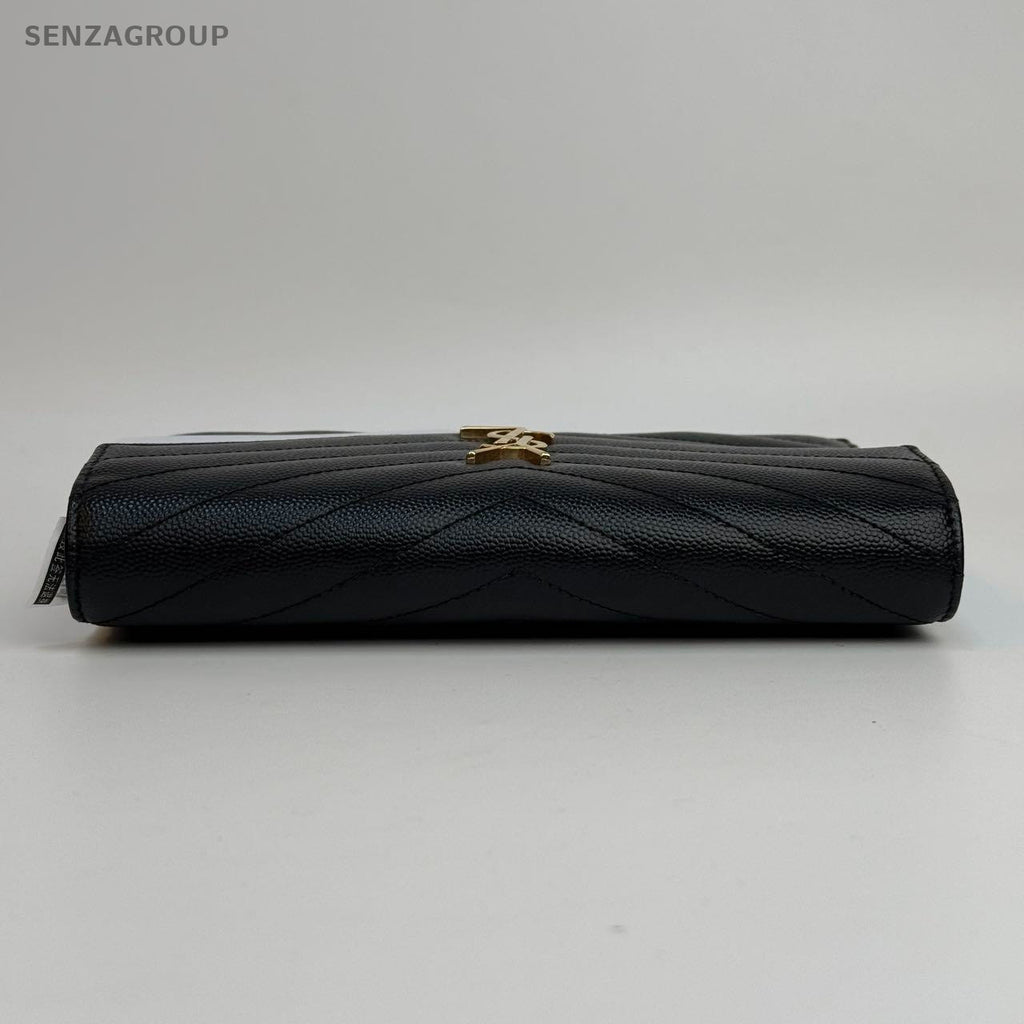 SJ0001 YSL wallet on chain envelope black & golden hardware woc