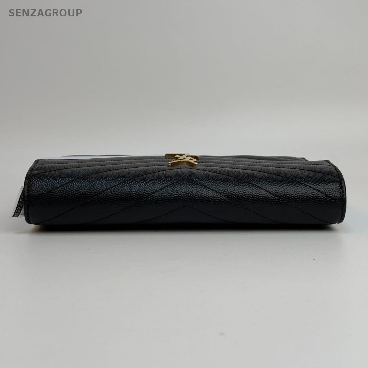 SJ0001 YSL wallet on chain envelope black & golden hardware woc