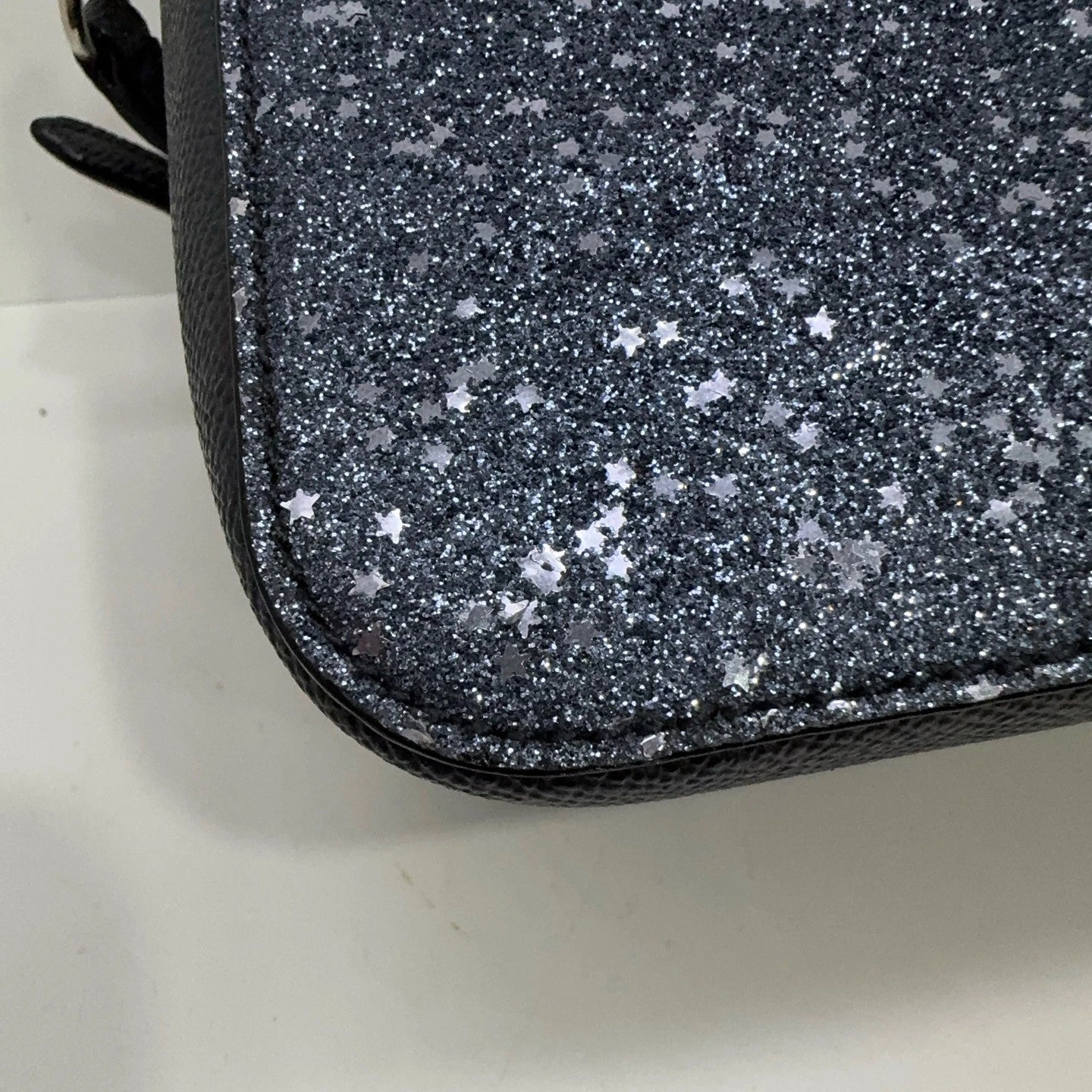 Coach Blue Glitter Leather Top Handle Crossbody Shoulder Handbag For Women