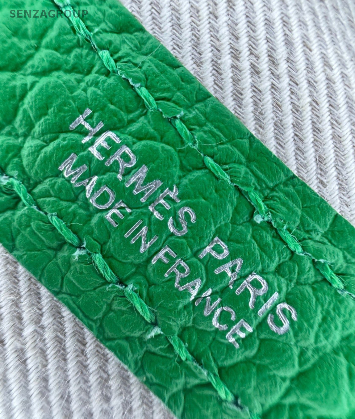 Hermes Garden 36 Silver Metal Top Handle Bag Green Women Designer Canvas