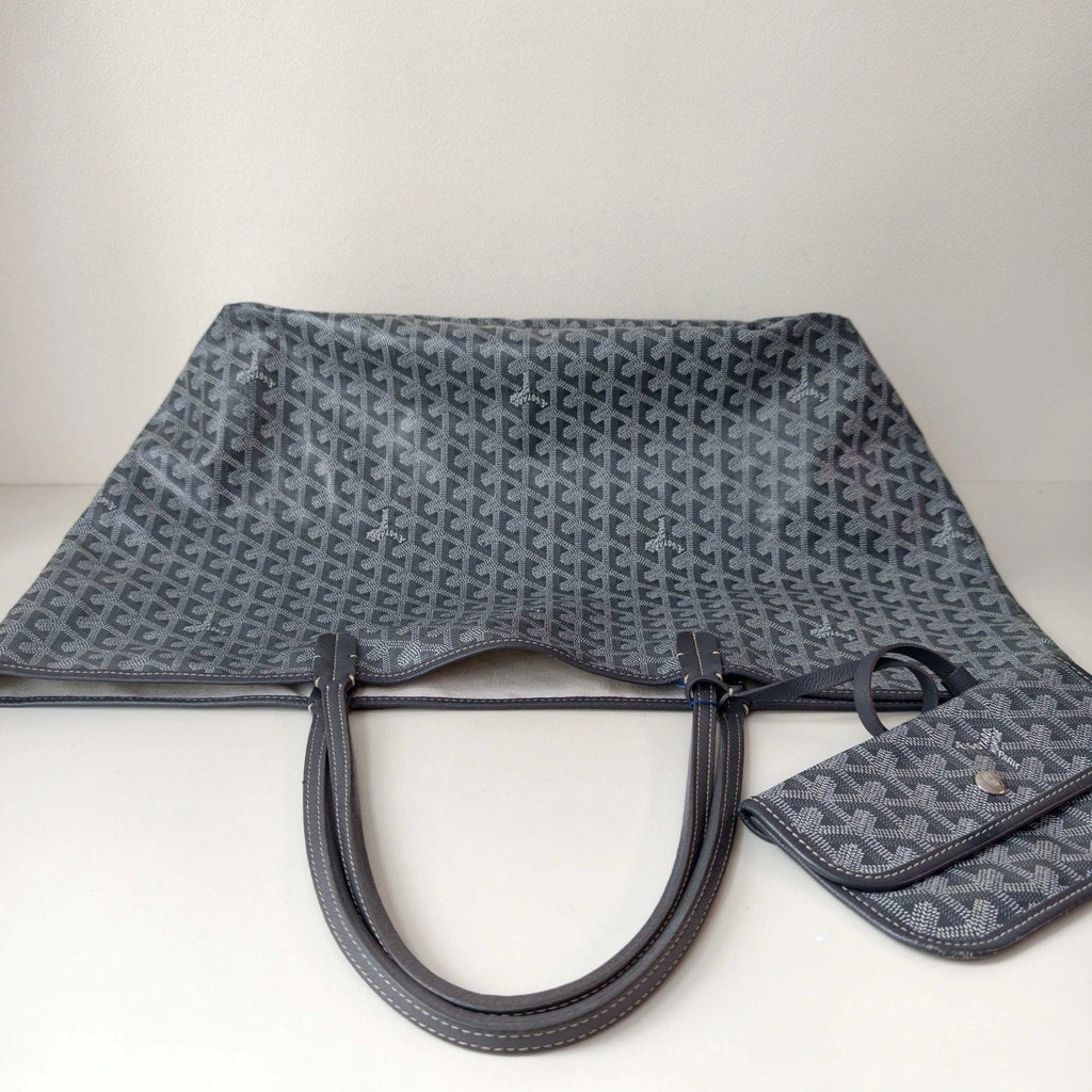 Goyard Saint Louis GM Top Handle Shoulder Bag Black Silver Women Classic