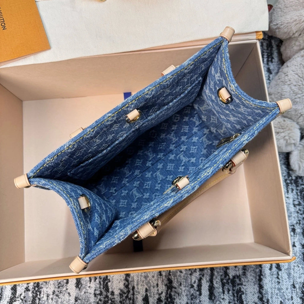 Louis Vuitton Blue Denim Onthego PM Small Tote Bag For Women