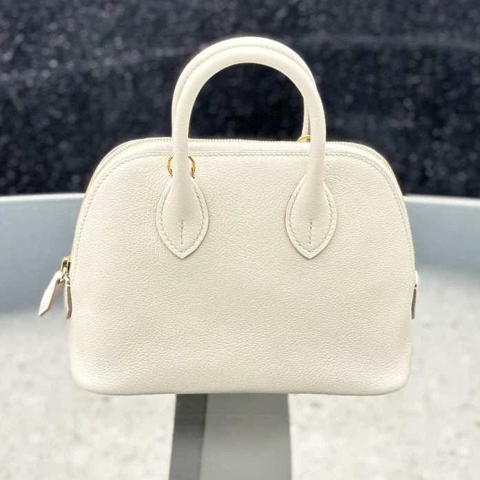HERMES Bolide Evercolor Top Handle Crossbody Bag White Women Classic S
