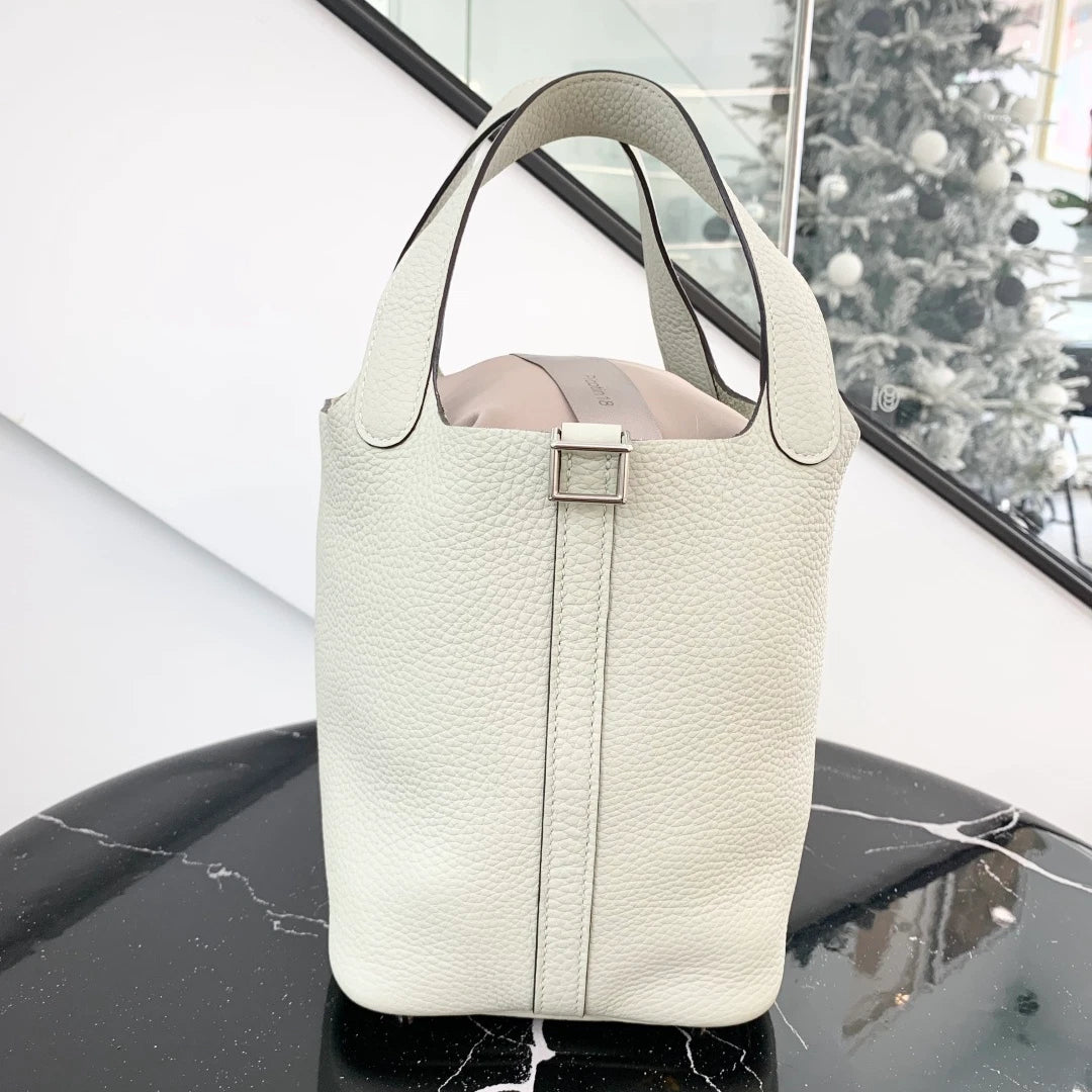 Hermes Picotin 18 Bucket Top Handle Bag Gray Women Classic S