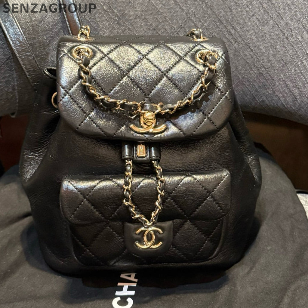 Chanel Black Calfskin Duma Backpack Small Quilted Classic Women's Bag