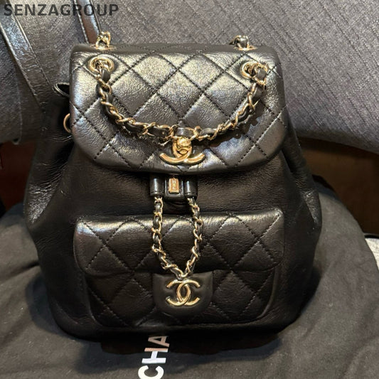 Chanel Black Calfskin Duma Backpack Small Quilted Classic Women's Bag