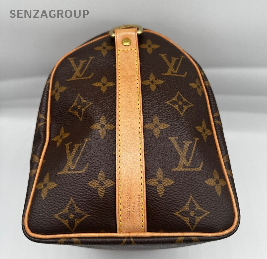Louis Vuitton Speedy25 Monogram Top Handle Bag Crossbody Brown Gold Women