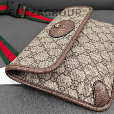 Gucci GG Supreme Tiger Head Shoulder Crossbody Bag Women's Classic Brown Gold