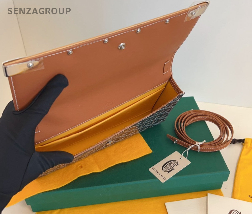 Goyard Monogram Monte Carlo Clutch Crossbody Shoulder Bag Women Brown