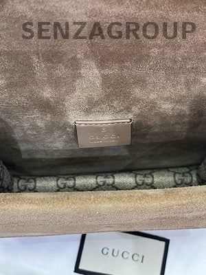 Gucci Small Dionysus Shoulder Bag Suede Brown Silver Hardware