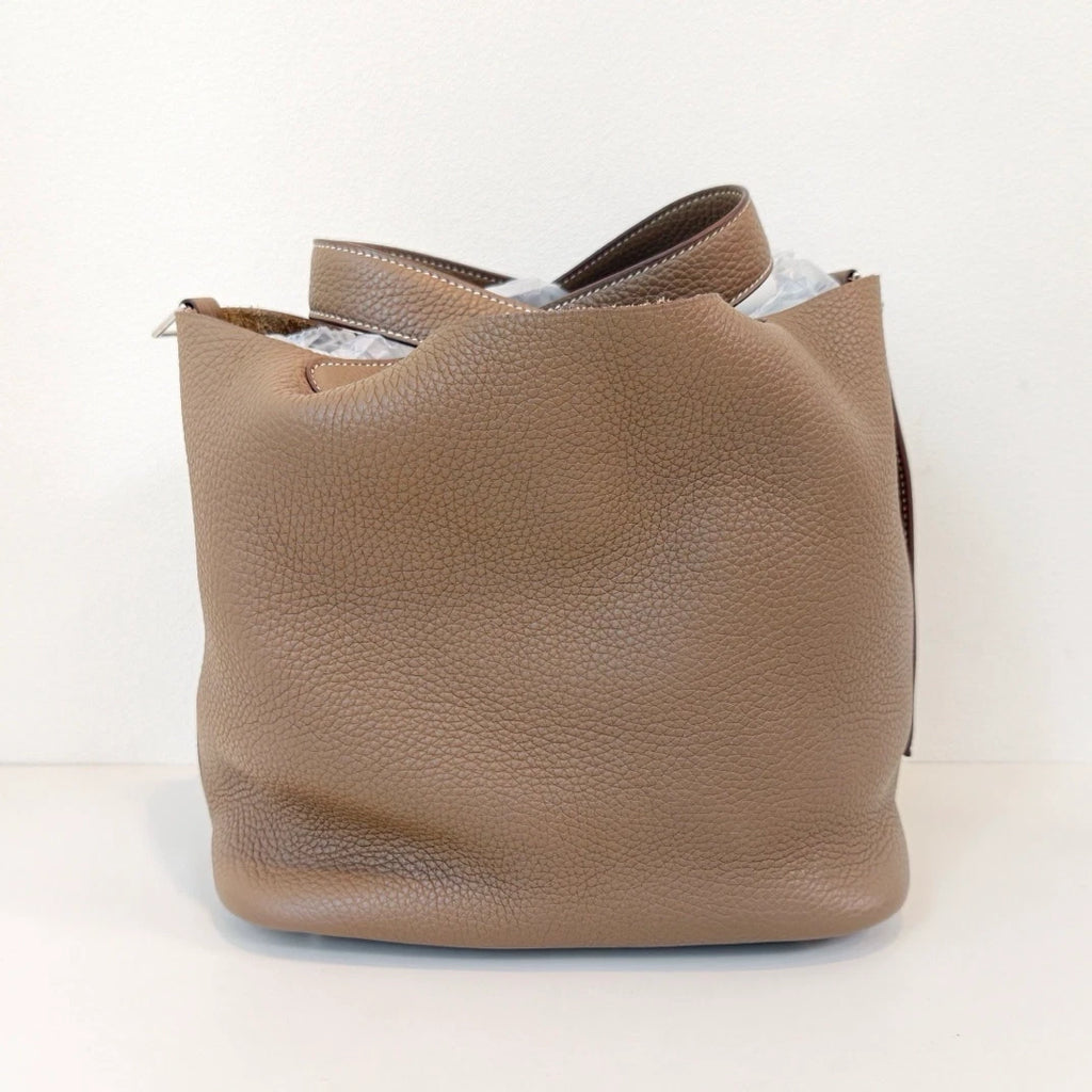 Hermes Picotin22 Top Handle Bag Brown Silver Used Women Classic Fashion