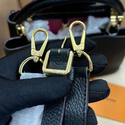 Louis Vuitton Capucines Taurillon Mini Black Gold Handbag Women
