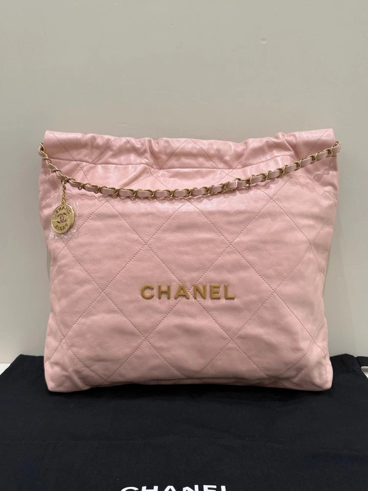 CHANEL 22bag Medium Pink Tote Shoulder Bag for Women