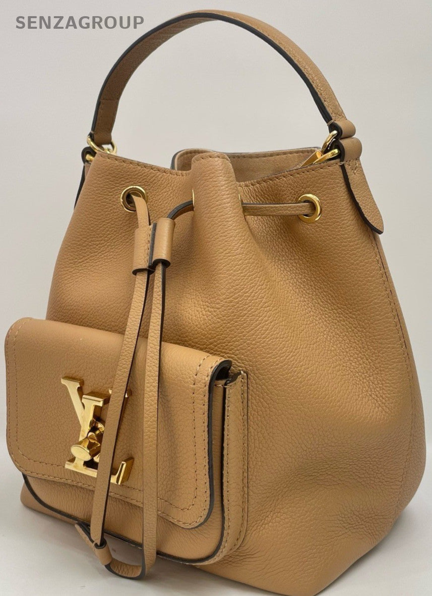 Louis Vuitton Lockme Bucket Drawstring Shoulder Crossbody Bag Brown Women