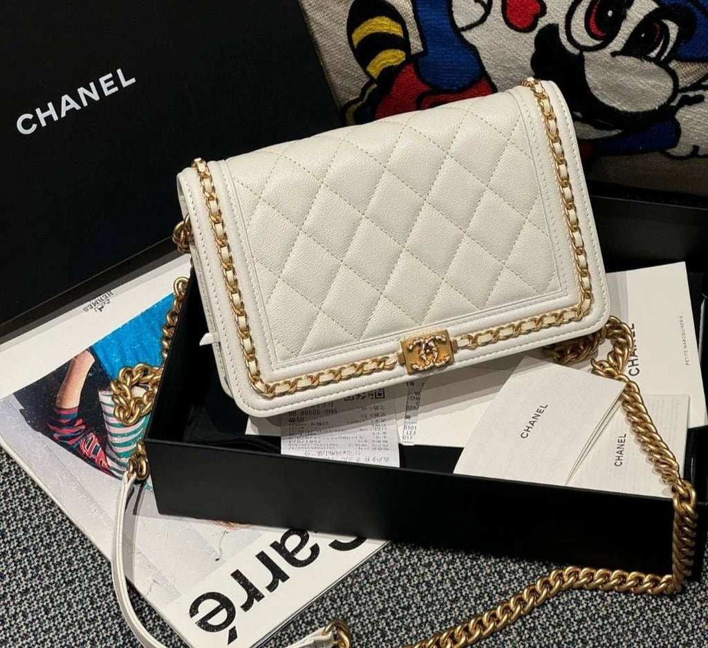 Chanel Leboy Woc Calfskin Shoulder Bag Crossbody Bag White Women Fashion
