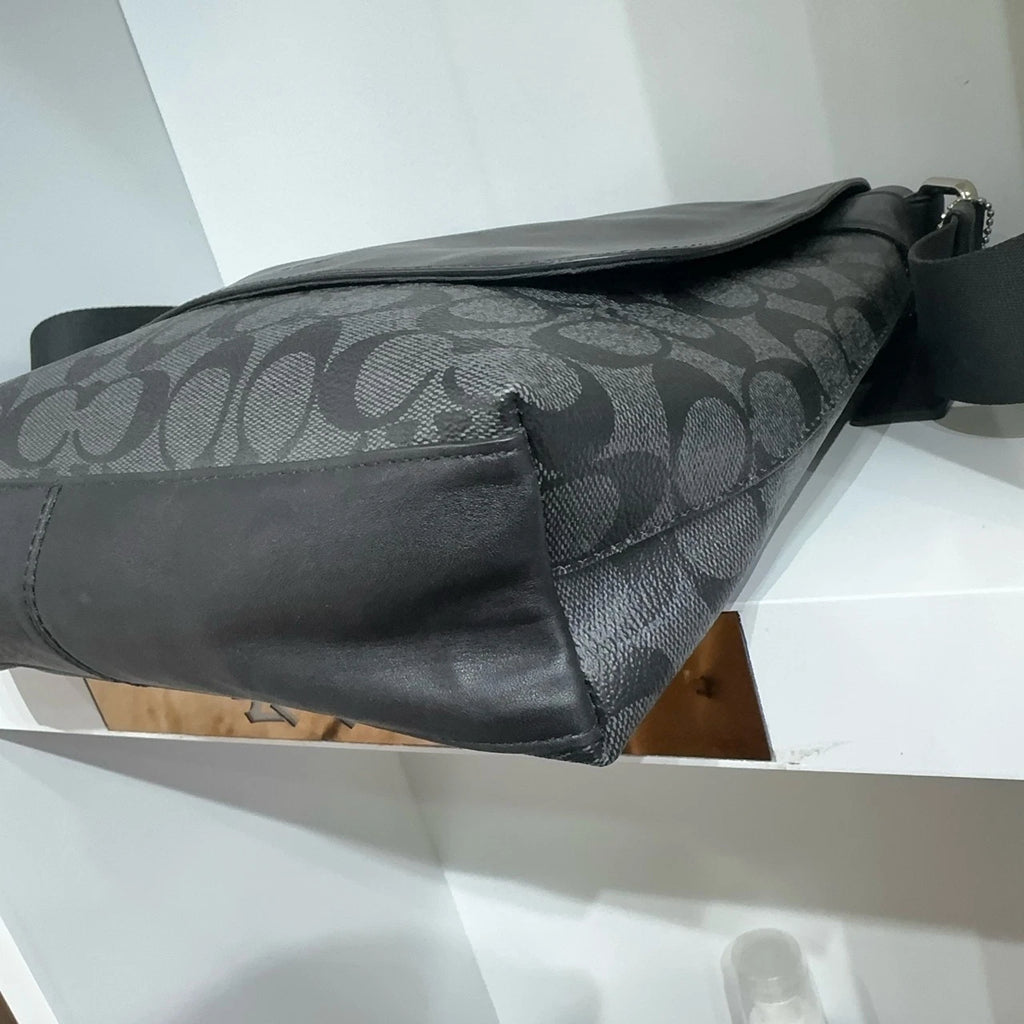 Coach Black Grey Monogram Canvas Shoulder Crossbody Bag For Women