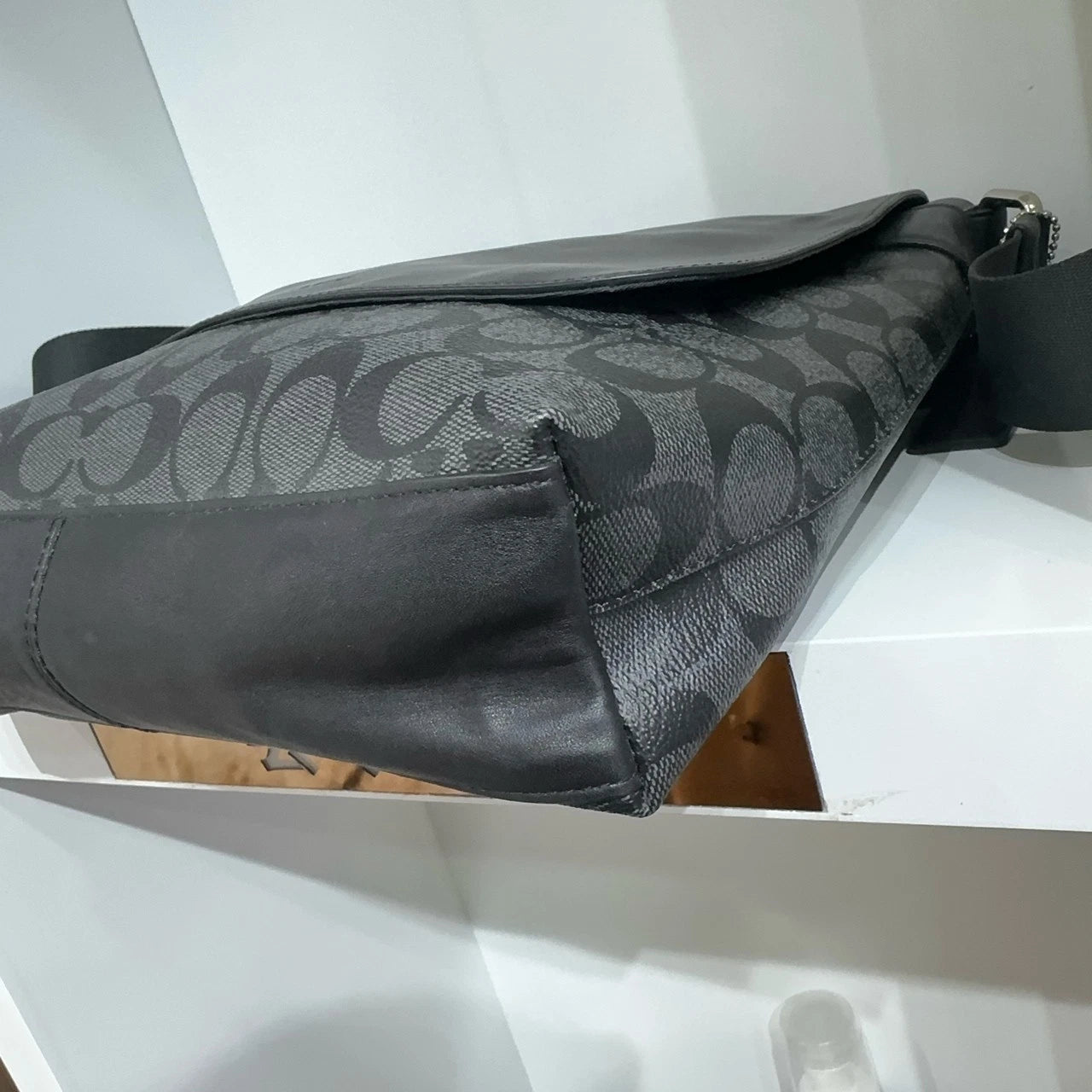 Coach Black Grey Monogram Canvas Shoulder Crossbody Bag For Women