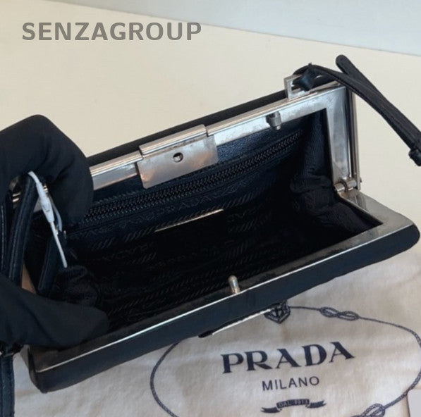 Prada Re-Edition1995 Chain Shoulder Bag Crossbody Black Silver Women Classic