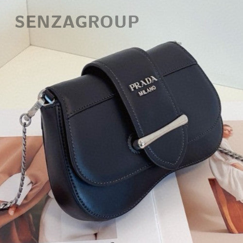 Prada Sidonie Chain Shoulder Bag Crossbody Black Silver Women Classic