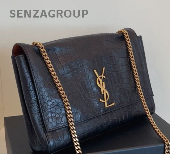 YSL Saint Laurent Kate Alligator pattern with Caramel suede leather Chain bag