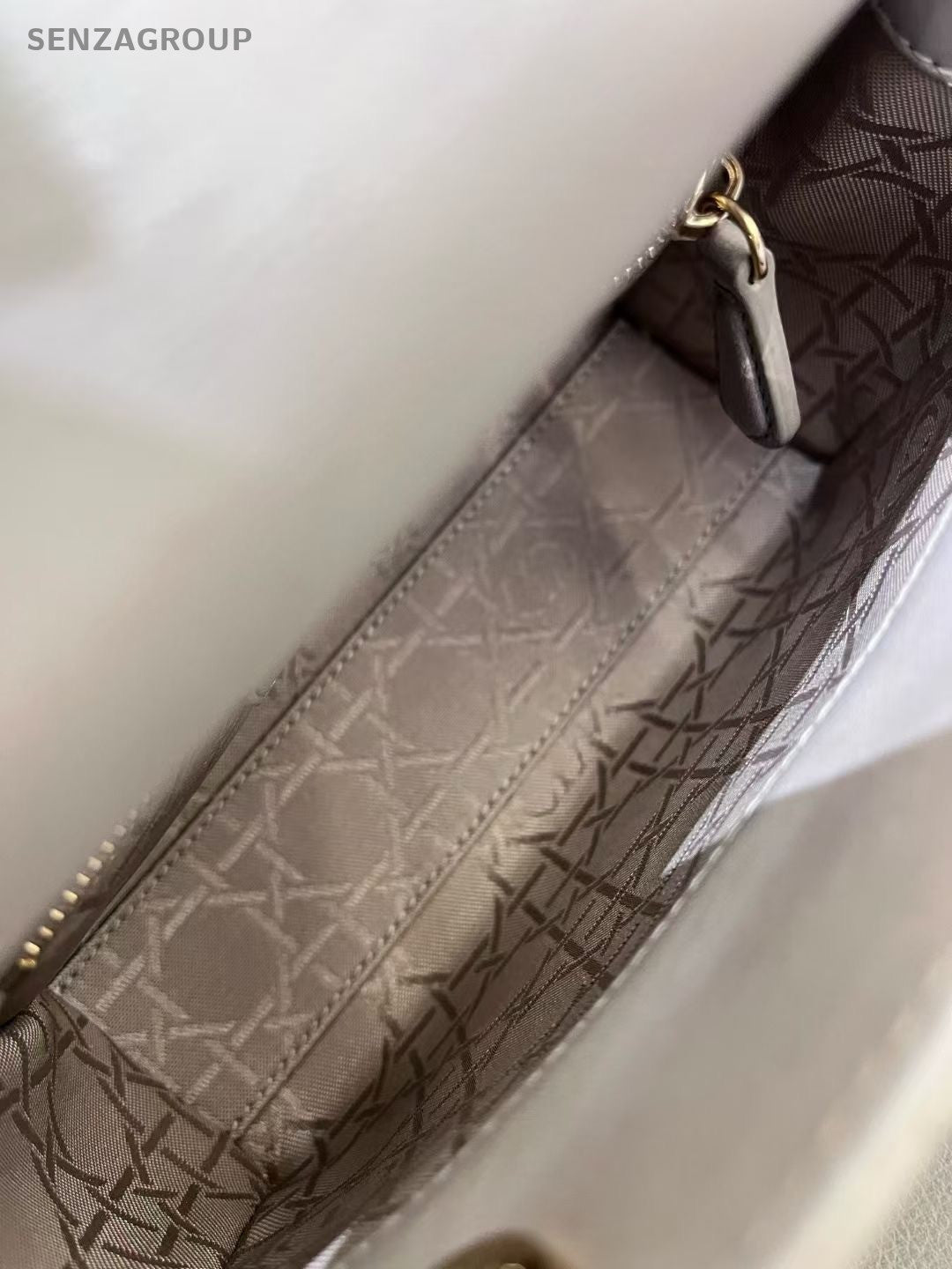 Christian Dior Lady Top Handle 2way Shoulder Handbag Gray Gold Women